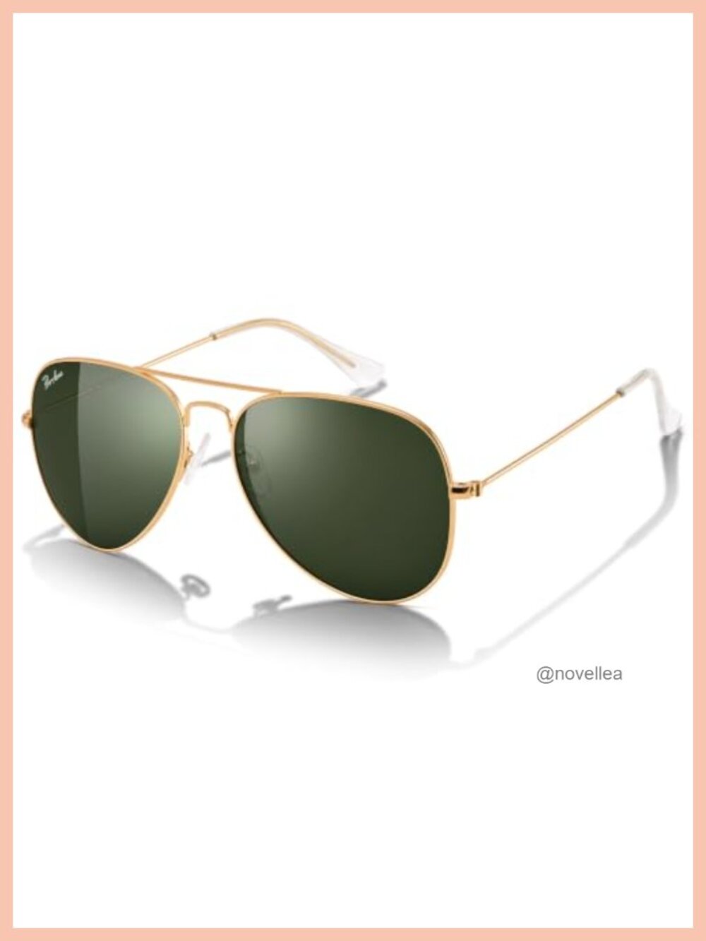 Polarized Green Glass Lens Metal Aviator Sunglasses with Hard Case